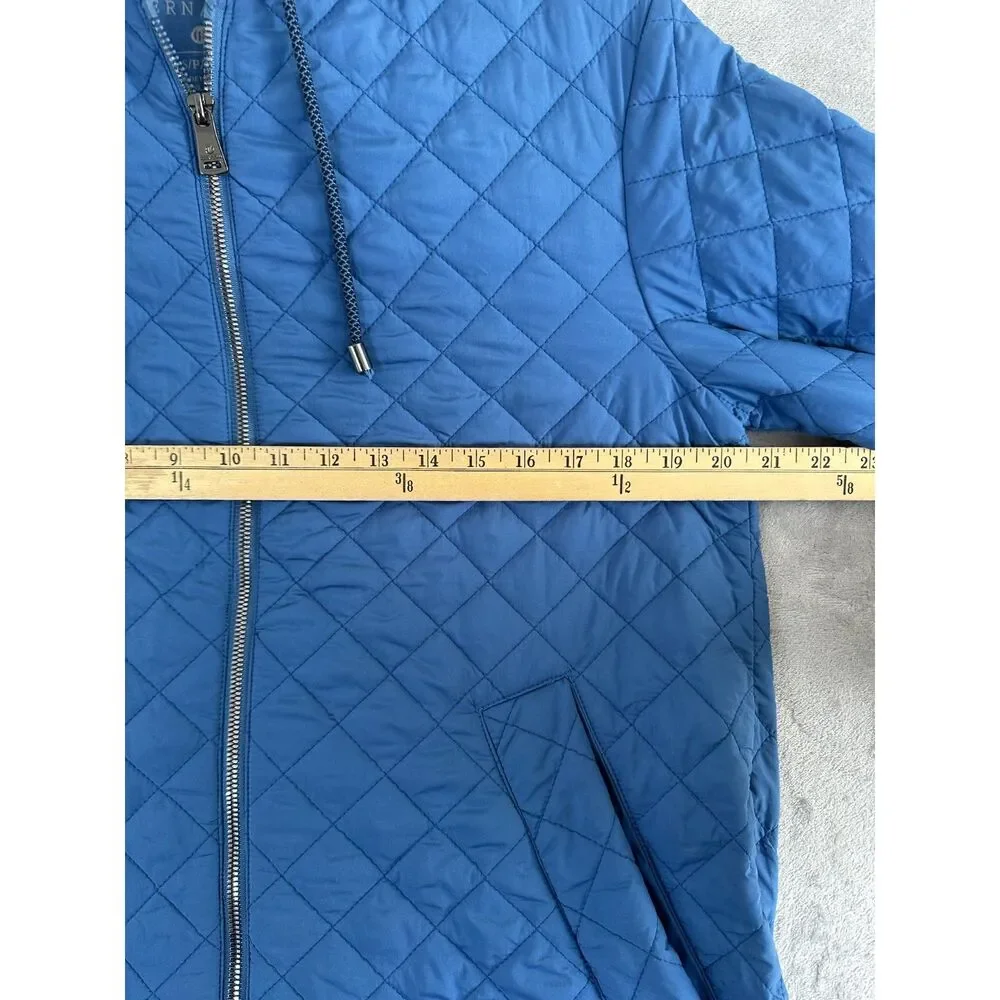 Bernardo Blue Quilted Hooded Jacket Women's Eco-Friendly Full Zip‎ Size Small